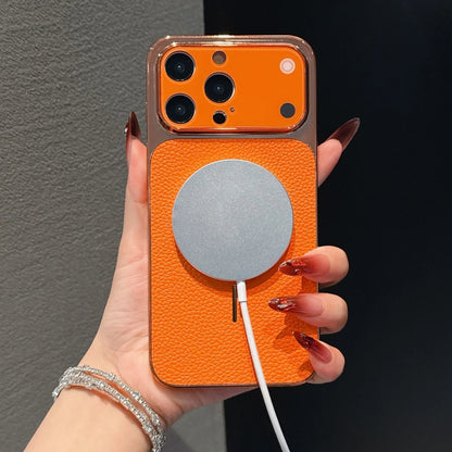 Luxury Litchi PU Leather Magnetic Phone Case for iPhone 17 ProMax Air 16 15 14 13 Pro Max Plus Large Window Creative Lens Cover