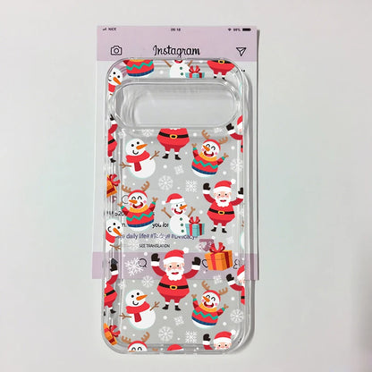 Cute Christmas Snowflake Santa Phone Case For Google Pixel 9 Pro 10 8 Pro 10 Pro XL 5G 6 7 8 8A Lovely Clear Soft TPU Cover Capa