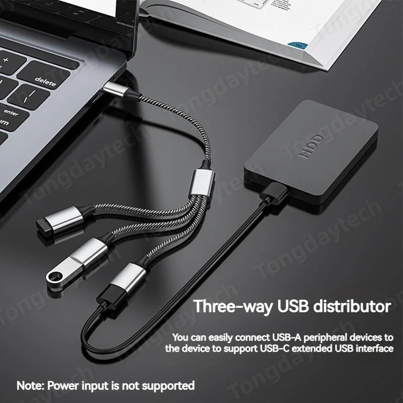 USB Hub Extensions 3 Port Type C Hub USB Splitter Data Transmission High Speed OTG Adapter For Computer Xiaomi Macbook Pro Air