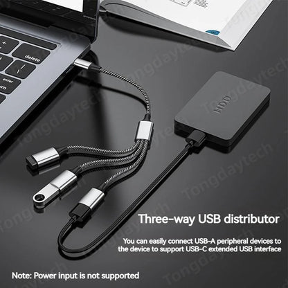 USB Hub Extensions 3 Port Type C Hub USB Splitter Data Transmission High Speed OTG Adapter For Computer Xiaomi Macbook Pro Air