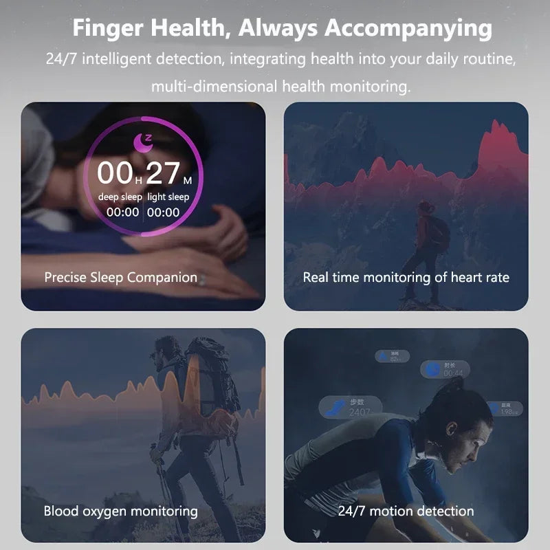 Smart Ring Women Health Tracker Heart Rate Blood Oxygen Photo Control Brush Tiktok Waterproof Multi-sport Modes Men Fitness Ring - covers4phones