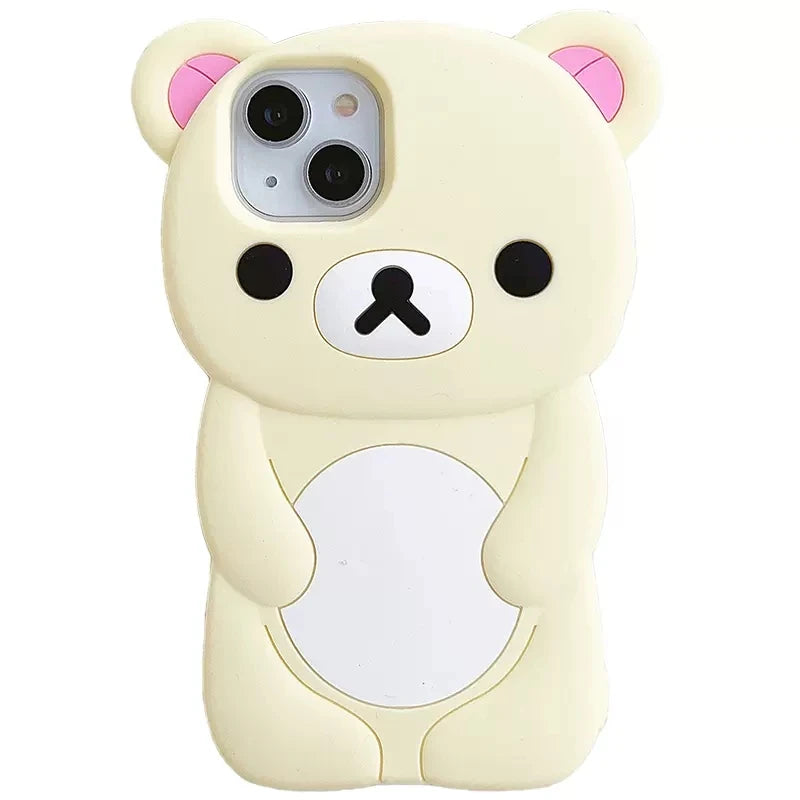 For iPhone 16 15 14 13 12 11 Pro Max mini Plus Xs XR 6 7 8 Plus Glasses Rilakkuma Bear Silicone Soft Cover Case