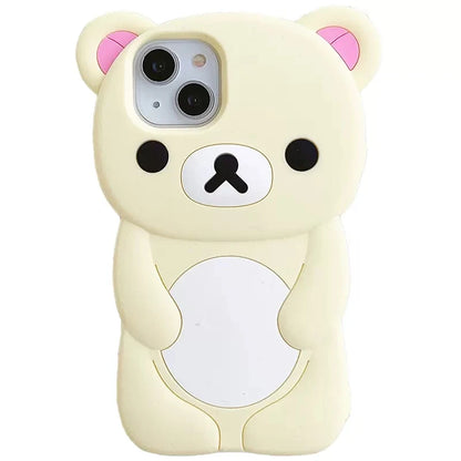 For iPhone 16 15 14 13 12 11 Pro Max mini Plus Xs XR 6 7 8 Plus Glasses Rilakkuma Bear Silicone Soft Cover Case