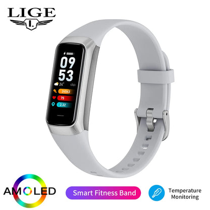 LIGE Amoled Smart Watch Smartwatch Band Women Heart Rate Blood Waterproof Connected Smart Bracelet Sport Fitness Tracker  Watch