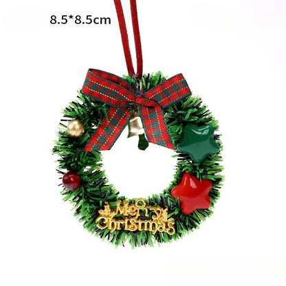 Car Interior Rearview Mirror Christmas Decorations Hanging Bell Christmas Tree Ornament Mini Christmas Wreath Display Ornaments