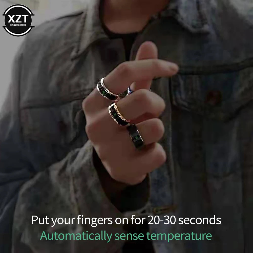 Multifunctional Waterproof Intelligent Smart Temperature Couple Ring Titanium Steel Finger Jewelry Fingertip Temperature Sense - covers4phones