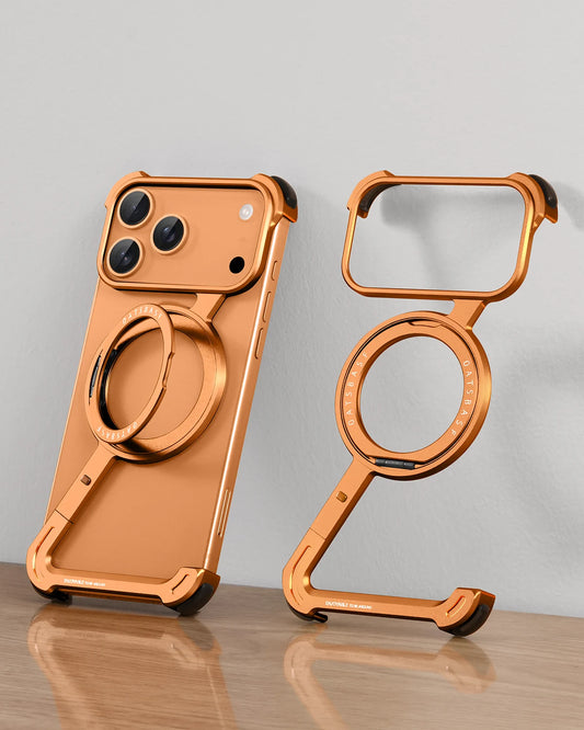 Oatsbasf Phone Case for iPhone 17 Pro/Pro Max/17 Air with 360° Rotatable Stand Metal Frameless Magsafe Protective Shockproof