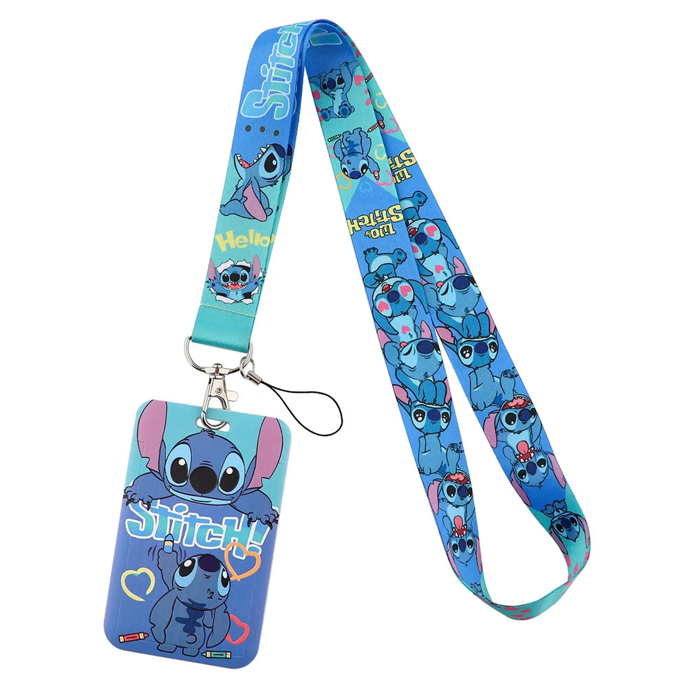 Stitch Cute Cartoon Animation Lanyards For Keys Chain ID Credit Card Cover Pass Mobile Phone Charm Neck Strap Badge Holder Gifts