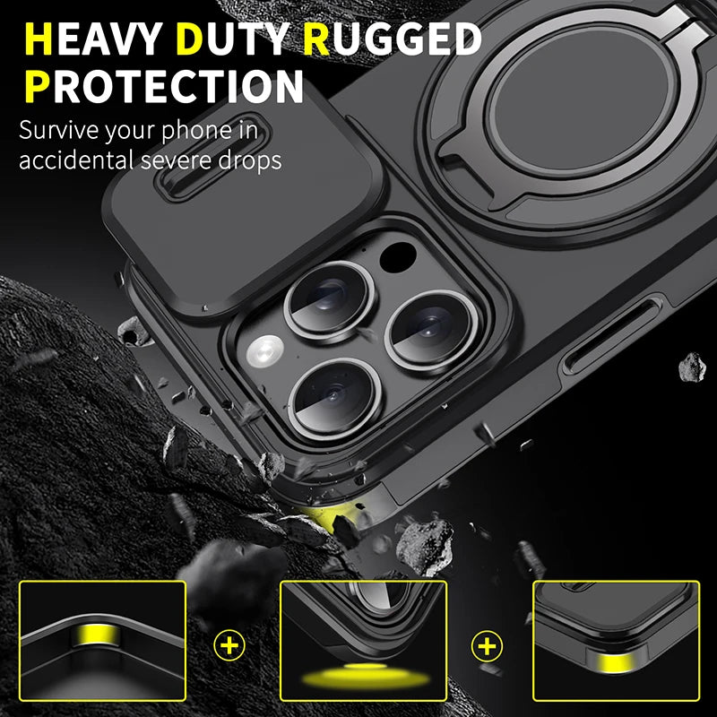 360°Rotating Hidden Metal Ring Car Holder Soft TPU+Hard PC Bumper Phone Case For IPhone 15 Pro Max 13 12 11 14 16 Pro Max Plus