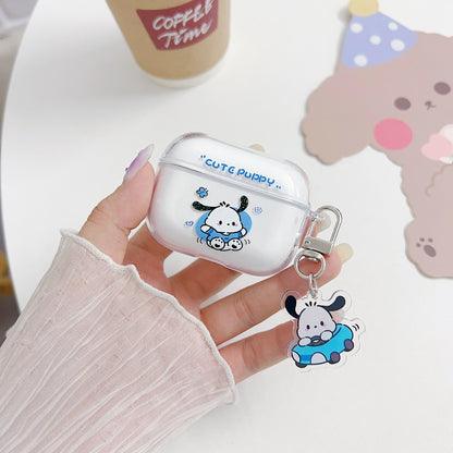 For Airpods 1 2 3 4 Pro Pro 2 Case Car Pochacco Transparent TPU Earphone Case Accessories Cover