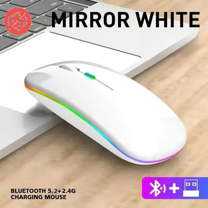 Wireless Mouse Rechargeable Silent LED Backlit Mice PC Laptop Computer Mous 2.4Ghz Receiver Bluetooth Dual Mode Optical Mice - covers4phones