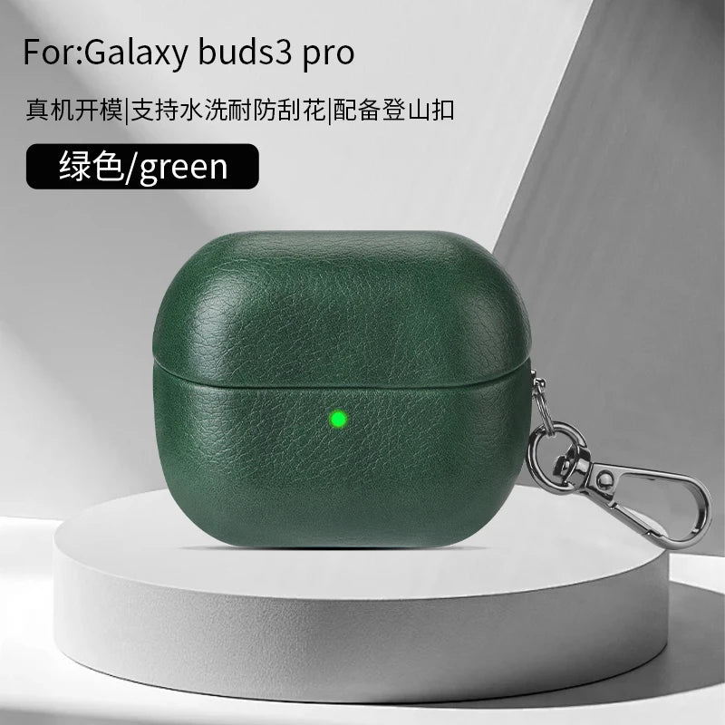 Luxury Oil Skin+PC Case For Samsung Galaxy Buds3 Earphone Shockproof Cover For Buds 3 Pro Protective Sleeve With keychain