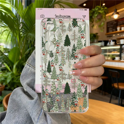 Cute Winter Snow Christmas Phone Case for Samsung Galaxy S25 Ultra S24 S23 S22 Plus S21 FE Transparent Soft Silcon Cover