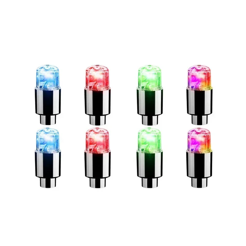 2/4/8Pcs Colorful LED Wheel Lights Car Tire Valve Caps Neon Light Universal Motorcycle Bicycle Valve Cover Auto Accessories