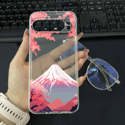 Japan The Great Wave Of Kanagawa Phone Case For Google Pixel 9 Pro XL 10 8A 8 7 Pro 8 7 6A 5G Anime Scenery Clear Soft Cover Bag