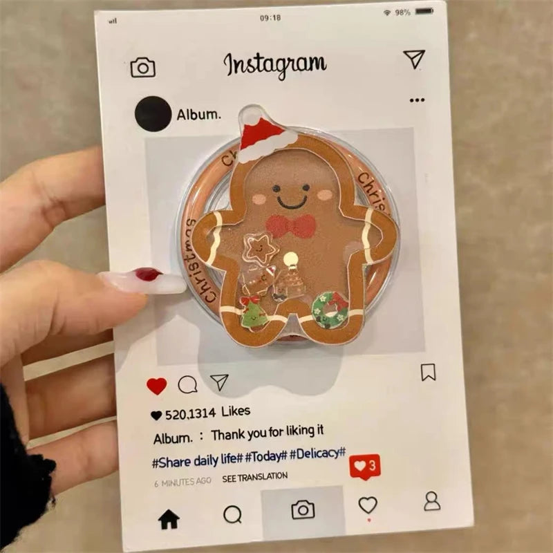 Cute Quicksand Christmas Cartoon Magnetic Holder Grip Tok Griptok Phone Stand Holder Support For iPhone For Pad Magsafe Smart To