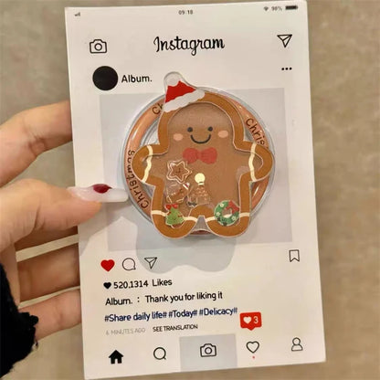 Cute Quicksand Christmas Cartoon Magnetic Holder Grip Tok Griptok Phone Stand Holder Support For iPhone For Pad Magsafe Smart To