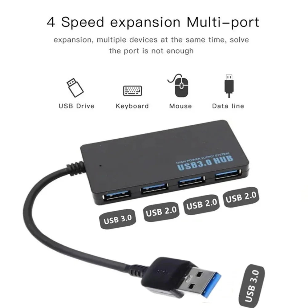 High Speed USB 3.0 Hub 4 Ports HUB Adapter Data Cable Splitter Expander Support Multi Systems Plug and Play Multi USB Adapter