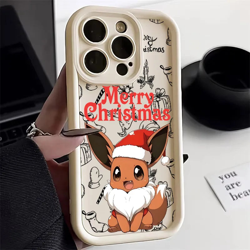 Christmas Eevee Charmander Squirtle Soft Silicone Case For iPhone 17 11 15 16 13 Pro Max 14 Plus 12 16 Pro 16E 17AIR Phone Cover