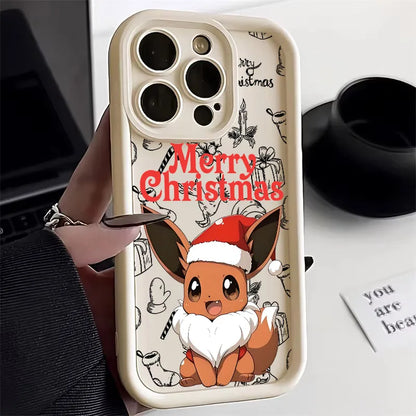 Christmas Eevee Charmander Squirtle Soft Silicone Case For iPhone 17 11 15 16 13 Pro Max 14 Plus 12 16 Pro 16E 17AIR Phone Cover