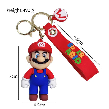 Super Mario 3D Cartoon Keychain Mario Bros Luigi Toad Yoshi Bowser Action Figure Model PVC Cartoon Bag Doll Pendant Toys Gift