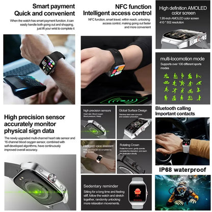 2025 New HD  AMOLED screen For OPPO Watch 4 Pro Sports Smart Watches Men GPS Track Waterproof Bluetooth Call NFC Smart Watch