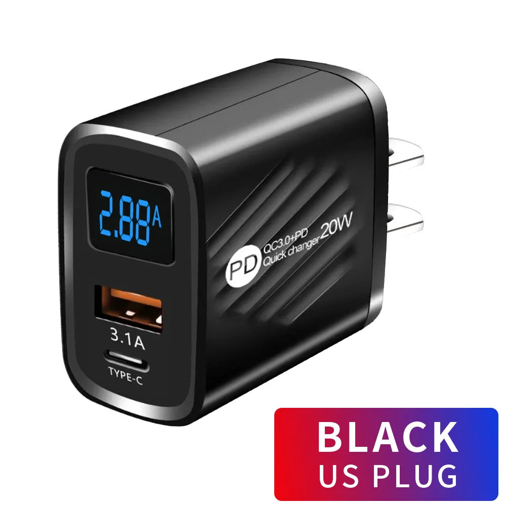 USB Charger 20W Fast Charging Mobile Phone Adapter For iPhone 14 Samsung Xiaomi Huawei Quick Charge 3.0 Wall USB Charger Adapter
