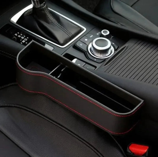 PU Leather Car Seat Gap Storage Box Universal Seat Gap Slit Box With Charging Hole Phone Bottle Keys Holder Box Auto Organizer