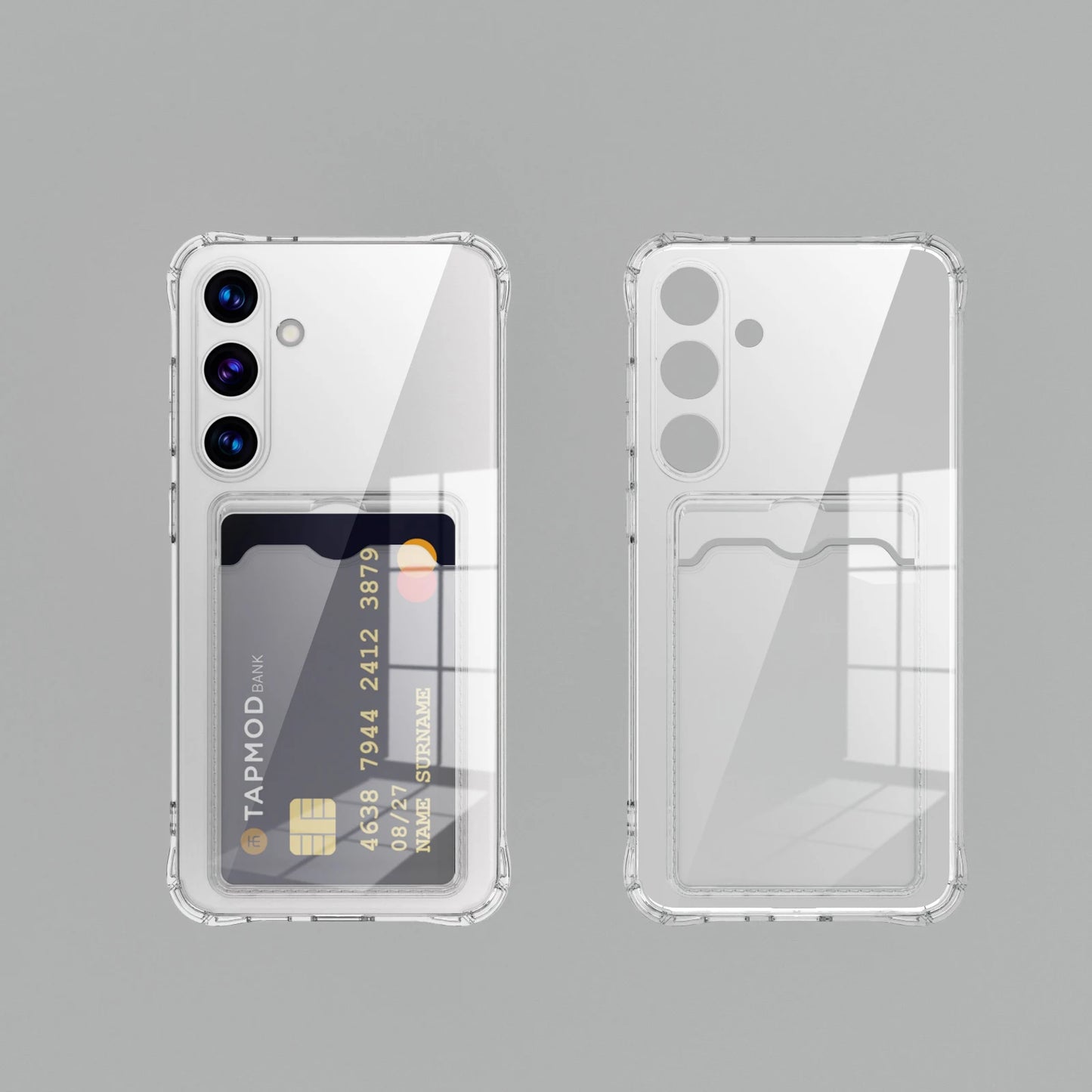Transparent Card Slot Silicone Case For Samsung Galaxy S26 S25 Edge S24 S23 S22 S21 Plus Note 20 Ultra S20 FE Protection Cover