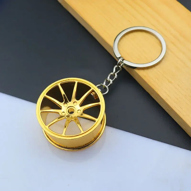 Creative Mini Auto Parts Car Wheel Keychain Auto Enthusiast Metal Keyring Accessories Key Ring Chain for Men Woman Lover Gift
