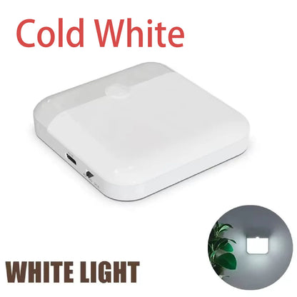 Motion Sensor Led Light Usb Charging Square Lamp for Bedroom Kitchen Stair Hallway Wardrobe Cupboard Lighting