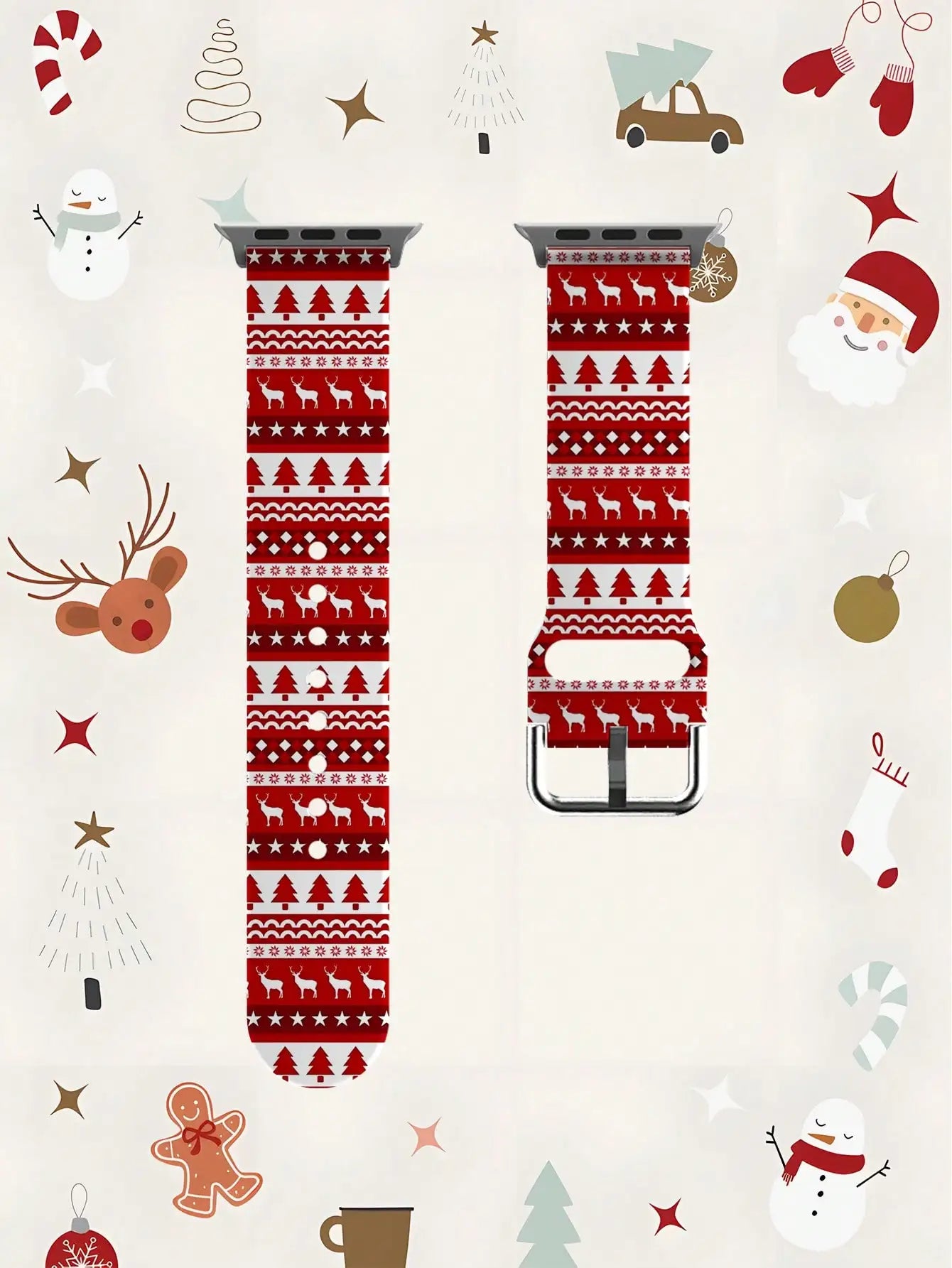 Christmas Red Candy Design For Apple Watch Band 42mm 41mm 40mm 44mm 45-38mm Retro iwatch Series 8 7 SE 3-6 9 10 11 Ultra 3 49mm