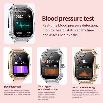 2025 Fashion Smart Watch Women AMOLED Curved Screen IP68 Waterproof Health Call Smartwatch Watch Ladies Fashion Gift