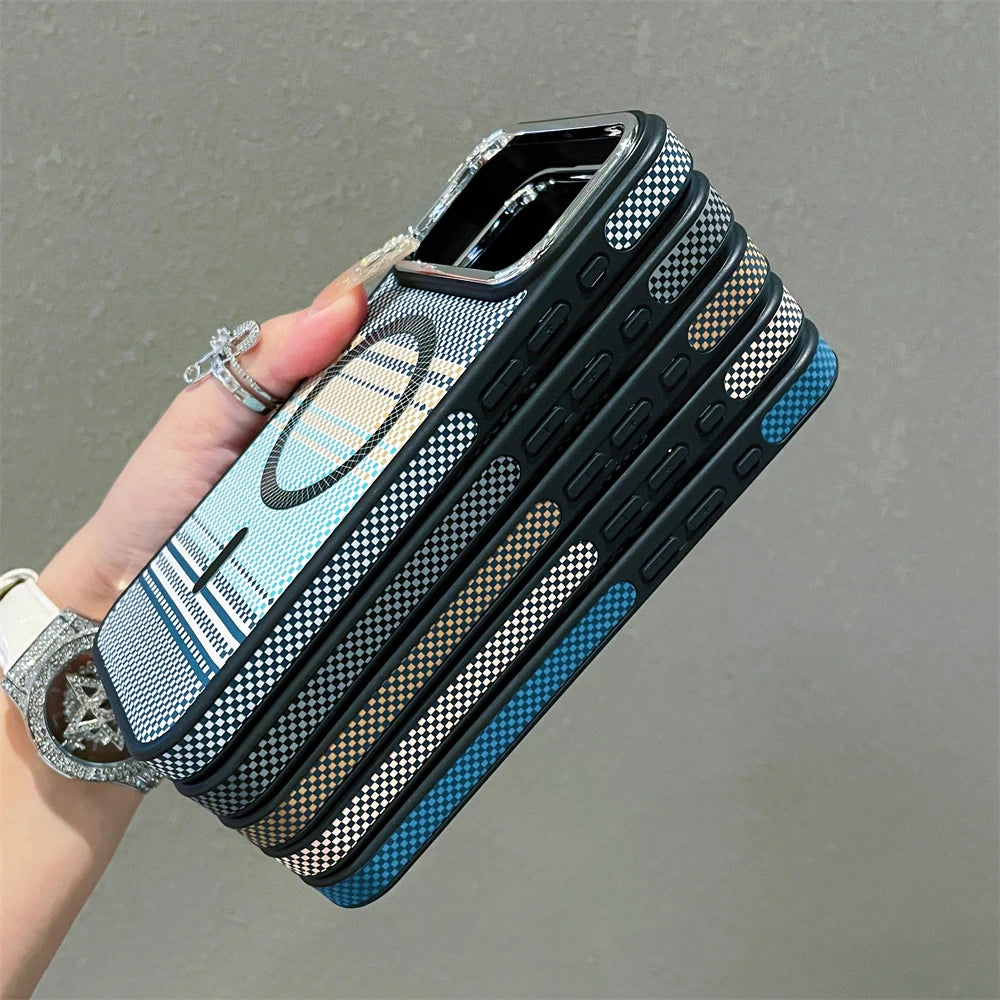 Slim Magnetic Striped Pattern Case for iPhone 17 Pro Max Air 16 15 14 13 12 11 for Magsafe Shockproof Ultra Thin Colorful Cover