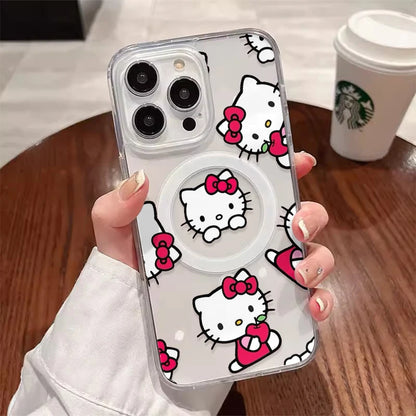 Sanrio Hello Kitty Cute Cartoon With Magsafe Case For iPhone 16 15 14 13 12 11 Pro Max Magnetic Compatible Hard Shell Cover