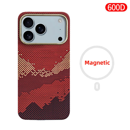 For iPhone 17 pro max case carbon 600d kevlar aramid fiber magsafe fabric thin hard 17 Air cover magnetic balck Slim light red