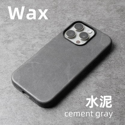 YMW Scratc Crazy Horse Genuine Leather Case for iPhone 16 15 Pro Max Plus 14 13 mini Magnetic PULL-UP Cowhide Phone Cover