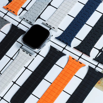 Magnetic Strap for Apple Watch Ultra 2 49mm Sport Silicone Loop Band for Iwatch Series 10 9 8 7 6 5 4 Se 46mm 45mm 44mm Correa