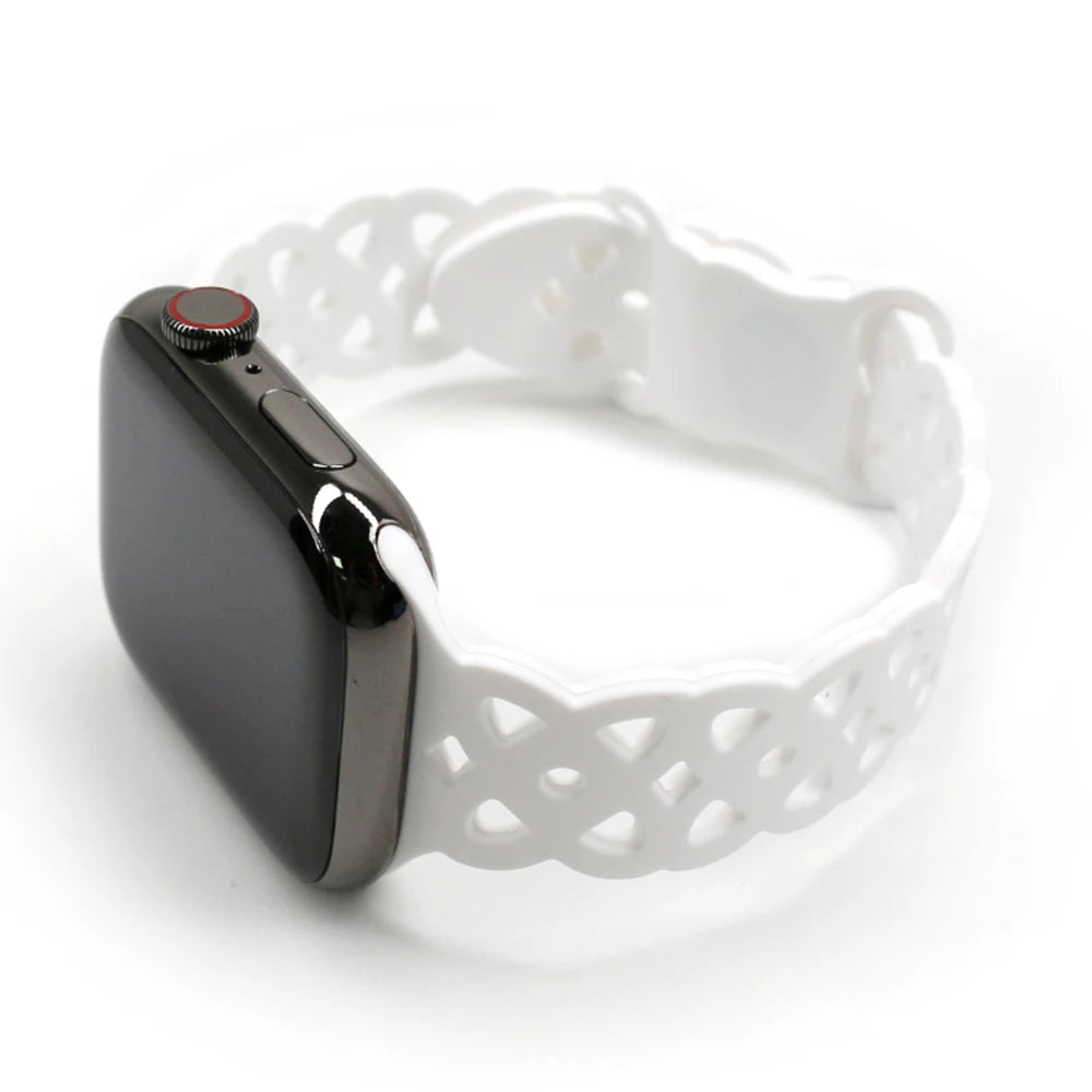 Lace Silicone Strap For Apple Watch Band 45mm 41mm 44mm 42mm 40mm 38mm Breathable Bracelet Band For iWatch Ultra 8 7 6 5 4 3 SE