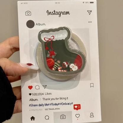 Cute Cartoon Shake Christmas Sock for Magsafe Griptok Phone Holder Finger Ring Stand Support for IPhone 15 16 17 Girl Bracket