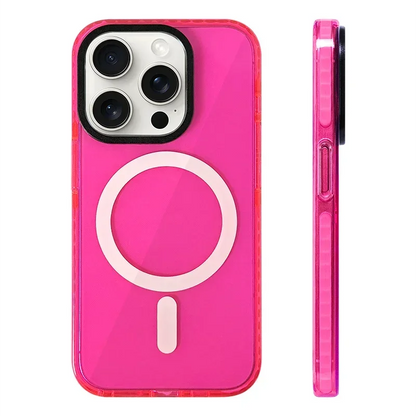 Transparent Neon Color MagSafe Phone Case for iPhone 15 16 Pro Max 15pro 13 14 12 11Wireless Charging Soft Silicone Bumper Cover