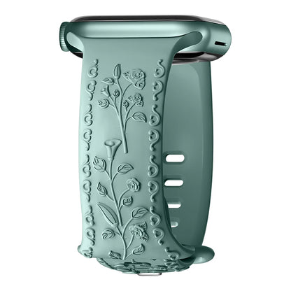 Flower Engraved Strap For Apple Watch Band 44mm 45mm 41mm 40mm 49mm 46mm 42mm Bracelet iwatch Series 11 10 SE 9 8 7 6 5 Ultra 2