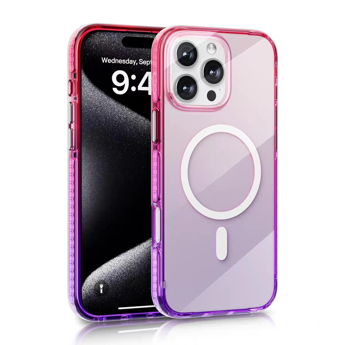 Luxury Color Gradients Transparent Magsafe Phone Case for IPhone 16 Pro 15 14 Pro Max Magnetic Wireless Charge Bumper Pc Cover