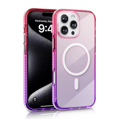 Luxury Color Gradients Transparent Magsafe Phone Case for IPhone 16 Pro 15 14 Pro Max Magnetic Wireless Charge Bumper Pc Cover
