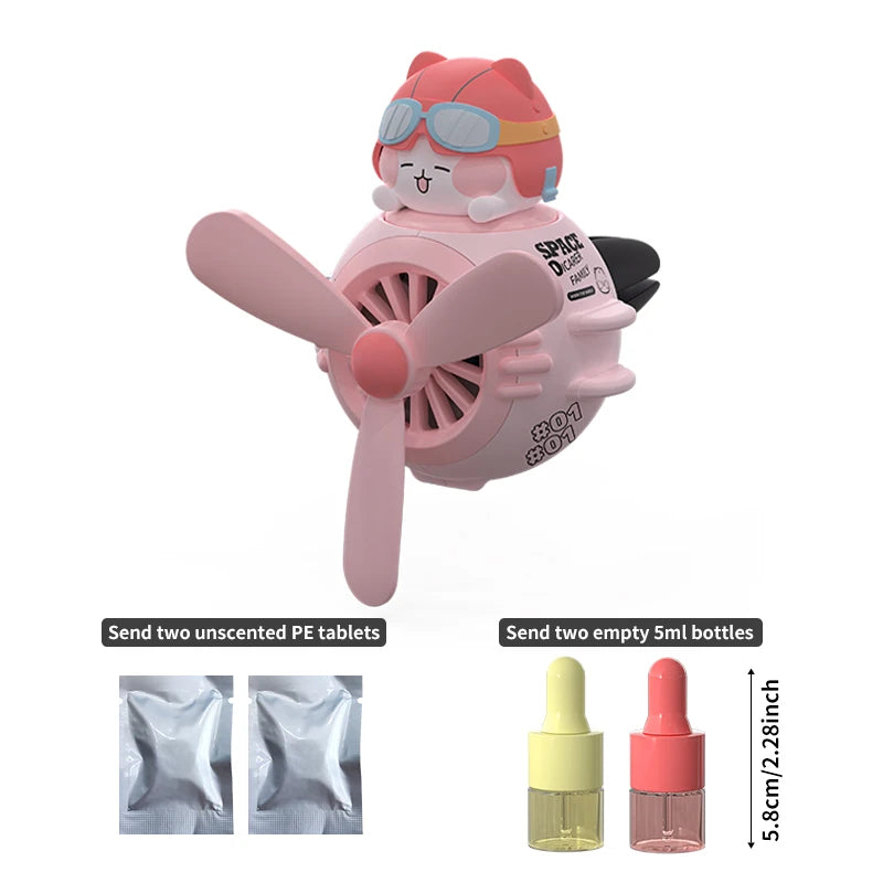 1PC Car Magnetic Cute Cartoon Figure Air Outlet Clip Aromatherapy - Complimentary Two Unscented PE Tablets and Two 5ml Bottles