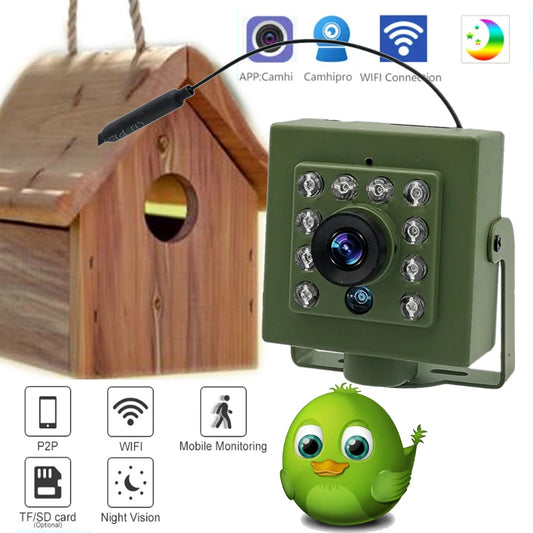 Green Wifi Bird Box Camera Audio 1920P 1080P IR CUT Night Vision RTSP FTP Mini IP IPC Pet Nest Bird Watching 2.8mm lens Camhi