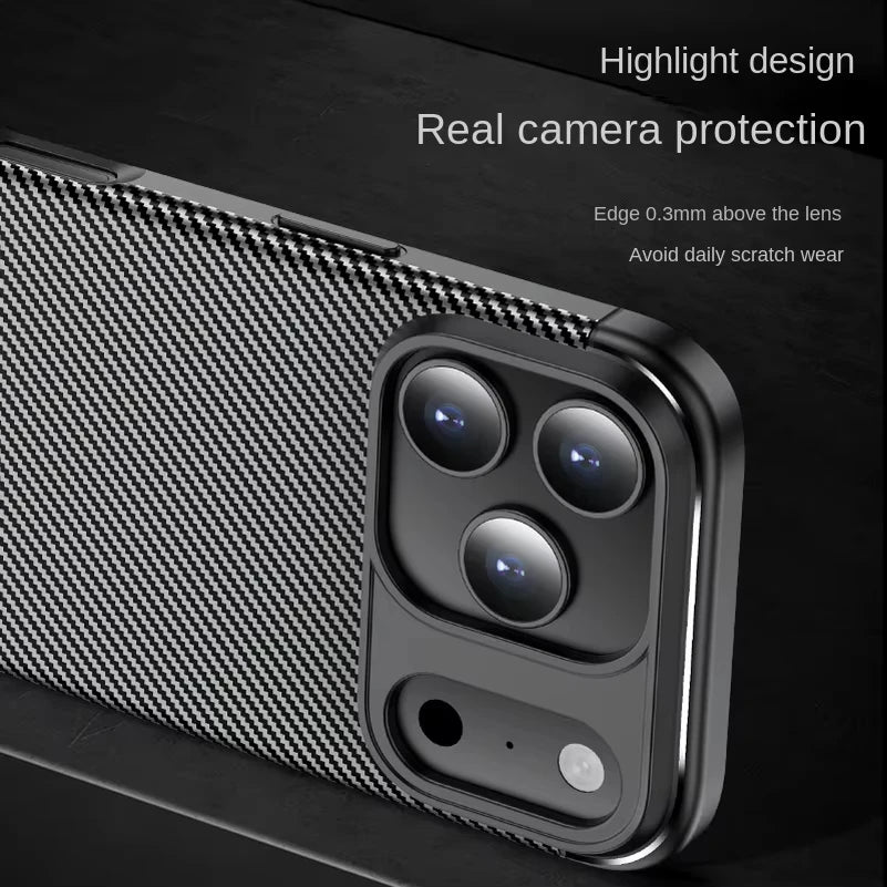 Carbon Fiber Pattern For iphone 17Promax 17 Air 17pro Phone Case Fashionable Anti-Fall Sensation Protective Cover for High
