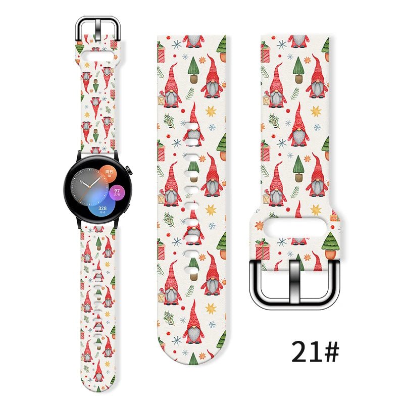 20mm Christmas 6 Strap for Samsung Galaxy Watch 7/6/5 40mm 44mm Band Replaceable Bracelet for Xiaomi Huawei Amazfit Watchband