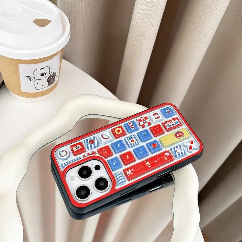 Cartoon Santa Claus Bell Christmas Tree Case Compatible for IPhone 16 13 11 15 12 14 Pro Max 16 12 15 13 Pro 3D Keyboard Cover