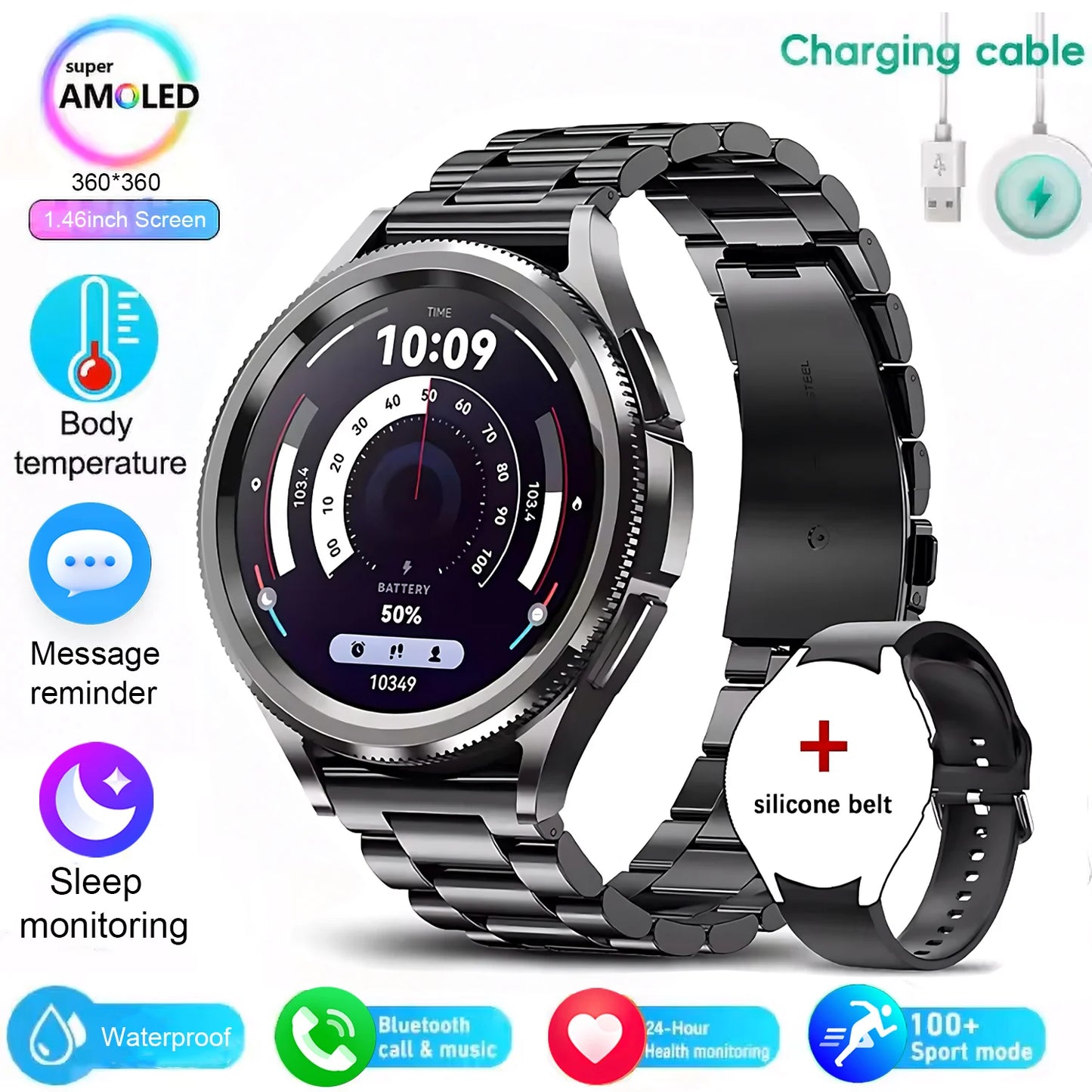 For android And iOS Watch 6 Classic Smart Watch Women Men Sports Fitness Health Waterproof Bluetooth Call Smartwatch 2025 New